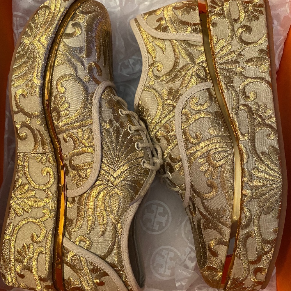 Tory Burch platform dressy shoes.